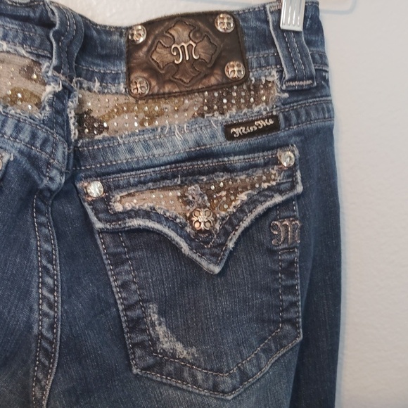 Miss Me Denim Distressed Sequined jeans Size 30 - Picture 12 of 16
